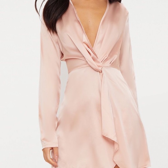 pretty little thing pink wrap dress